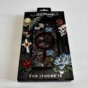Ed Hardy iPhone 15 Case - Black, Red, and Blue